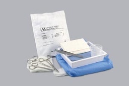 [69297] Medical Action Laceration Tray: (1) Overwrap, (1) Fenestrated Drape, (2) Blotting Towels (Blue)