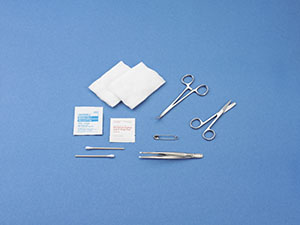 [754] Busse General Purpose Instrument Trays, Kelly Hemostat curved & Sharp/ Blunt Scissors, Sterile