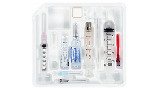 [405814] BD Combined Spinal & Epidural Trays w/ Epilor Glass LOR Syringe Luer Slip & Fenestrated Round Clear Plastic Drape, 10/Case