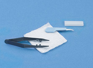 [732] Busse Suture Removal Kits, 1 Stitch Cutter, 1 Plastic Posi-Grip™Forceps & 1 3X3 ga sponge, Steri
