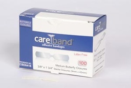 [CBD6418] ASO Careband™ Butterfly Closure Bandages, Medium 1 3/8&quot; x 1/3&quot;, Latex Free (LF)