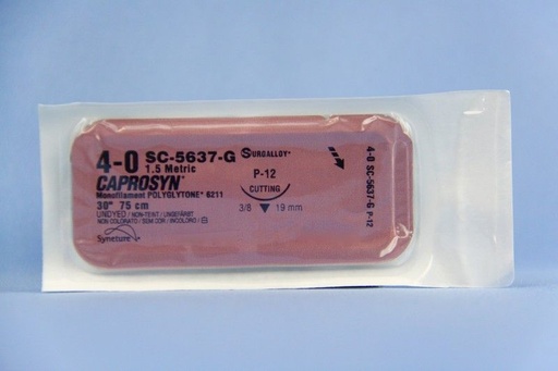 [SC5637G] Medtronic Caprosyn 30 inch 3/8 Circle Size 4-0 P-12 Monofilament Absorbable Suture, 12/Box