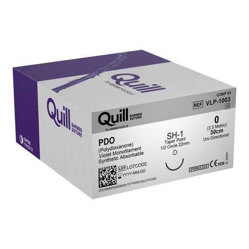 [VLP-1003] Surgical Specialties Quill Monoderm 22 mm x 30 cm Polydioxanone Absorbable Suture with Needle and Violet, 12 per Box