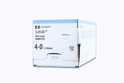 [S2782K] Medtronic Sofsilk 45 cm 1/4 Circle Size 4-0 SS-24 Wax Coated Braided Silk Suture, White, 12/Box