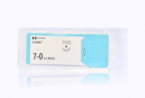 [S1768K] Medtronic Sofsilk 45 cm 3/8 Circle Size 7-0 HE-6 Wax Coated Braided Silk Suture, Black, 12/Box