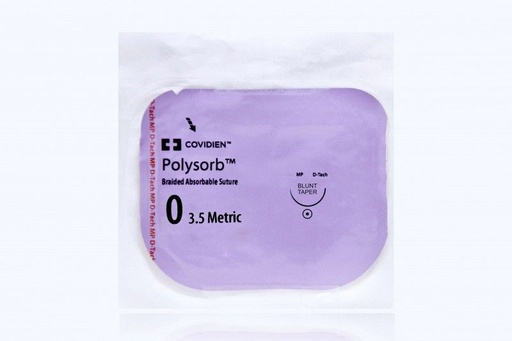 [CL240M] Medtronic Polysorb 5 cm x 45 cm 1/2 Circle Size 0 BGS-21 Braided Synthetic Absorbable Coated Suture, 12/Box