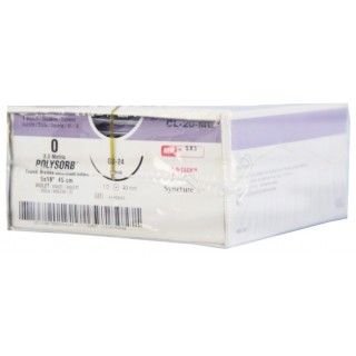 [CL20MG] Medtronic Polysorb 5 cm x 45 cm 1/2 Circle Size 0 GS-24 Braided Synthetic Absorbable Coated Suture, Violet, 12/Box
