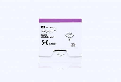 [SL5636G] Medtronic Polysorb 45 cm 3/8 Circle Size 5-0 P-12 Braided Synthetic Absorbable Coated Suture, 12/Box