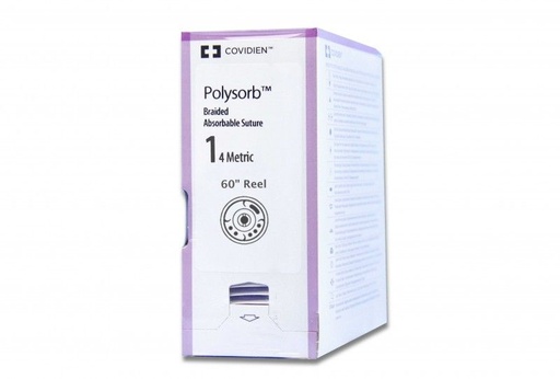 [LL115] Medtronic Polysorb 150 cm Size 1 Reel Braided Synthetic Absorbable Coated Suture, Violet, 24/Box