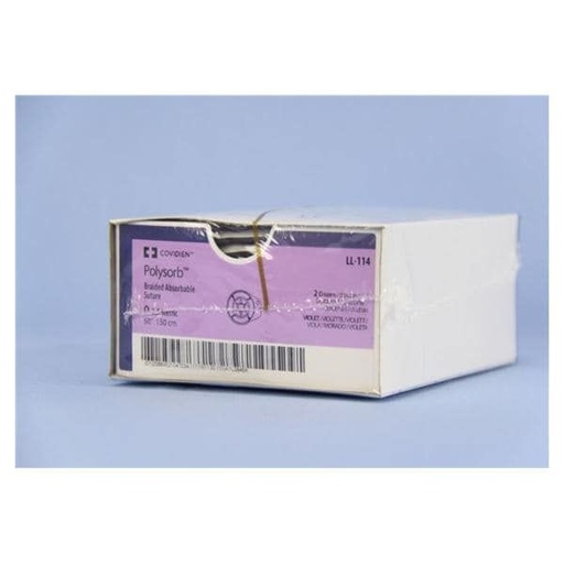 [LL114] Medtronic Polysorb 150 cm Size 0 Reel Braided Synthetic Absorbable Coated Suture, Violet, 24/Box