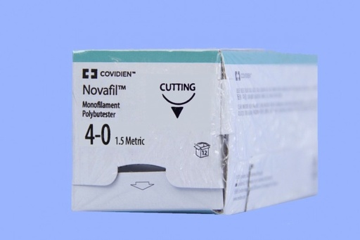 [SPB5433G] Medtronic Novafil 45 cm 1/2 Circle Size 4-0 P-24 Monofilament Polybutester Suture, Clear, 12/Box