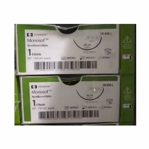 [CN830L] Medtronic Monosof 150 cm 1/2 Circle Size 1 GS-25 Monofilament Nylon Suture, Black, 24/Box