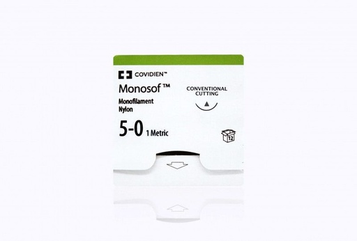 [SN1995] Medtronic Monosof Dermalon 18 inch 3/8 Circle Size 5-0 PC-12 Monofilament Nylon Suture, Black, 36/Box