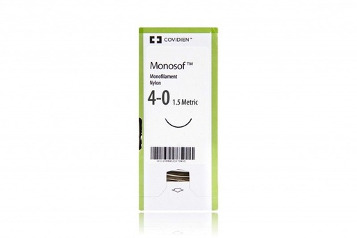 [SN1954] Medtronic Monosof Dermalon 18 inch 3/8 Circle Size 4-0 PC-13 Monofilament Nylon Suture, Black, 36/Box