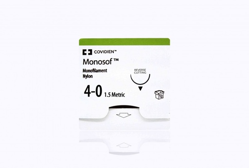 [SN5662G] Medtronic Monosof 45 cm 1/2 Circle Size 4-0 P-24 Monofilament Nylon Suture, Black, 12/Box