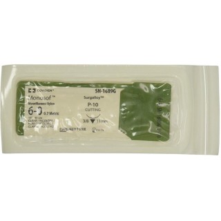[SN1689G] Medtronic Monosof 45 cm 3/8 Circle Size 6-0 P-10 Monofilament Nylon Suture, Clear, 12/Box
