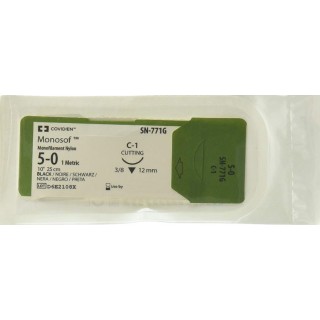[SN772G] Medtronic Monosof 25 cm 3/8 Circle Size 4-0 C-1 Monofilament Nylon Suture, Black, 12/Box