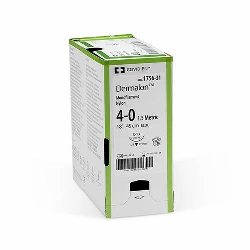 [8886175631] Medtronic Monosof Dermalon 18 inch 3/8 Circle Size 4-0 C-13 Monofilament Nylon Suture, Blue, 36/Box