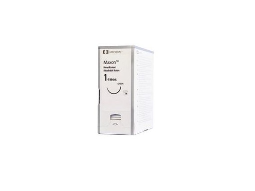 [8886628571] Medtronic Maxon 75 cm 1/2 Circle Size 1 GS-24 Monofilament Polyglyconate Synthetic Absorbable Suture, Green, 36/Box