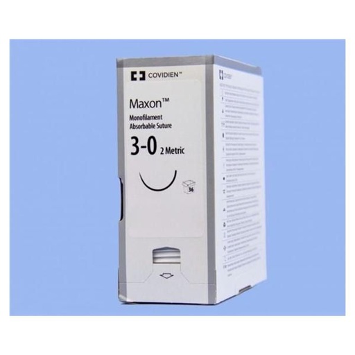 [8886626741] Medtronic Maxon 75 cm 1/2 Circle Size 3-0 GS-21 Monofilament Polyglyconate Synthetic Absorbable Suture, Green, 36/Box