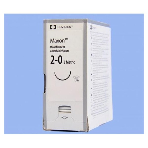 [8886624551] Medtronic Maxon 75 cm 1/2 Circle Size 2-0 GS-22 Monofilament Polyglyconate Synthetic Absorbable Suture, Green, 36/Box
