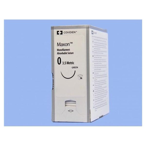 [8886626761] Medtronic Maxon 75 cm 1/2 Circle Size 0 GS-21 Monofilament Polyglyconate Synthetic Absorbable Suture, Green, 36/Box