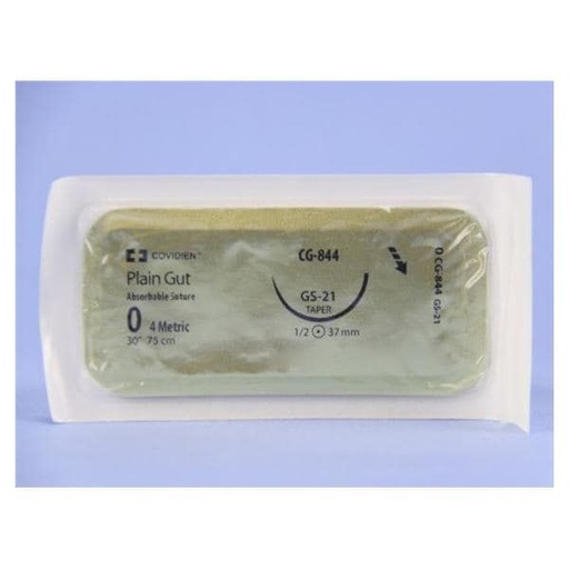 [CG844] Medtronic Plain Gut 30 inch 1/2 Circle Size 0 GS-21 Sterile Absorbable Surgical Suture, 36/Box