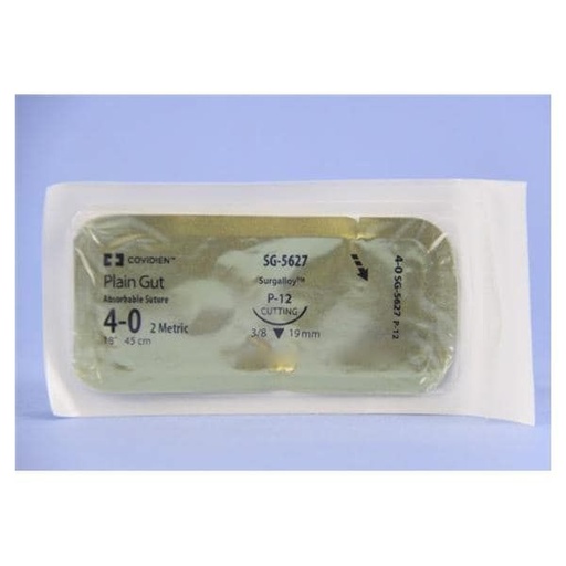 [SG5627] Medtronic Plain Gut 18 inch 3/8 Circle Size 4-0 P-12 Sterile Absorbable Suture, 36/Box