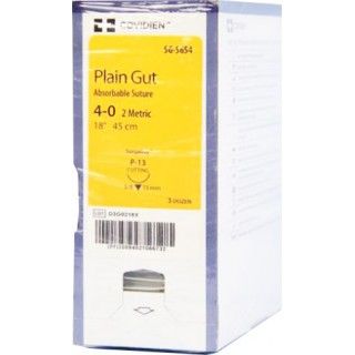 [SG5654] Medtronic Plain Gut 18 inch 3/8 Circle Size 4-0 P-13 Sterile Absorbable Suture, 36/Box