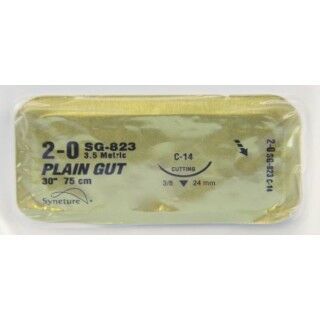 [SG823] Medtronic Plain Gut 30 inch 3/8 Circle Size 2-0 C-14 Sterile Absorbable Surgical Suture, 36/Box