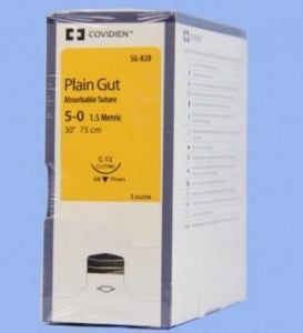 [SG820] Medtronic Plain Gut 30 inch 3/8 Circle Size 5-0 C-13 Sterile Absorbable Surgical Suture, 36/Box