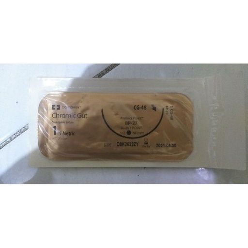 [CG48] Medtronic Chromic Gut 30 inch 1/2 Circle Size 1 BP-27 Sterile Absorbable Suture, 24/Box