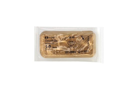 [GG182] Medtronic Chromic Gut 30 inch 1/2 Circle Size 3-0 CV-25 Sterile Absorbable Suture, 36/Box