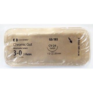 [GG185] Medtronic Chromic Gut 30 inch 1/2 Circle Size 3-0 CV-24 Sterile Absorbable Suture, 36/Box