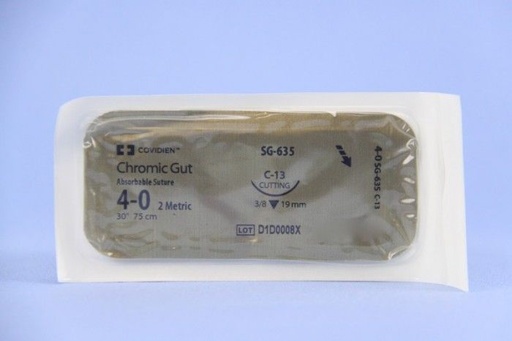 [SG635] Medtronic Chromic Gut 30 inch 3/8 Circle Size 4-0 C-13 Sterile Absorbable Suture, 36/Box