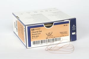 [GG122] Medtronic Chromic Gut Sutures, Taper Point, Size 3-0, 30", Needle V-20, ½ Circle