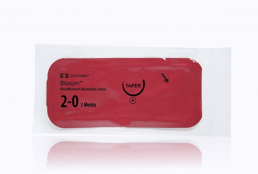 [UM245] Medtronic Biosyn 30 inch 5/8 Circle Size 2-0 GU-45 Monofilament Absorbable Suture, Violet, 36/Box
