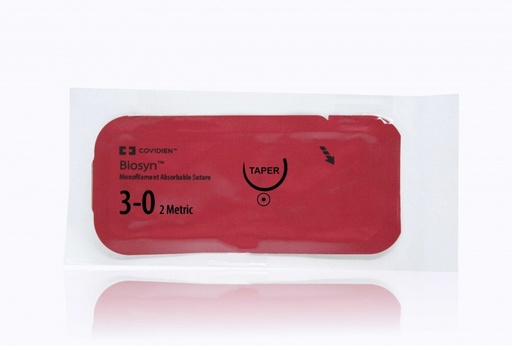 [UM879] Medtronic Biosyn 30 inch 5/8 Circle Size 3-0 GU-46 Monofilament Absorbable Suture, Violet, 36/Box