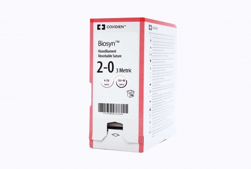 [CM558] Medtronic Biosyn 30 inch 1/2 Circle & 5/8 Circle Size 2-0 Monofilament Absorbable Suture, Violet, 36/Box