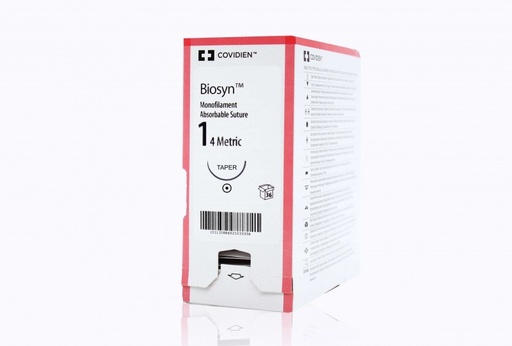 [CM966] Medtronic Biosyn 36 inch 1/2 Circle Size 1 GS-24 Monofilament Absorbable Suture, Violet, 36/Box