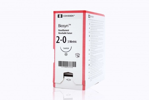 [CM811] Medtronic Biosyn 30 inch 1/2 Circle Size 2-0 GS-21 Monofilament Absorbable Suture, Violet, 36/Box