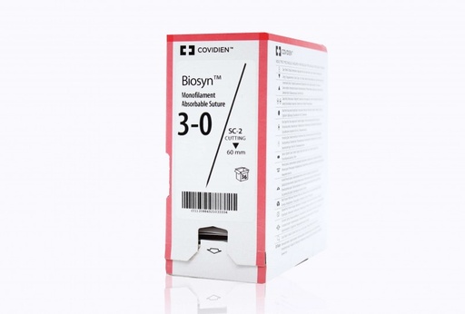 [SM643] Medtronic Biosyn 30 inch Straight Size 3-0 SC-2 Monofilament Absorbable Suture, 36/Box