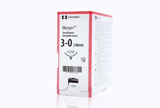 [SM922] Medtronic Biosyn 30 inch 3/8 Circle Size 3-0 C-13 Monofilament Absorbable Suture, Violet, 36/Box
