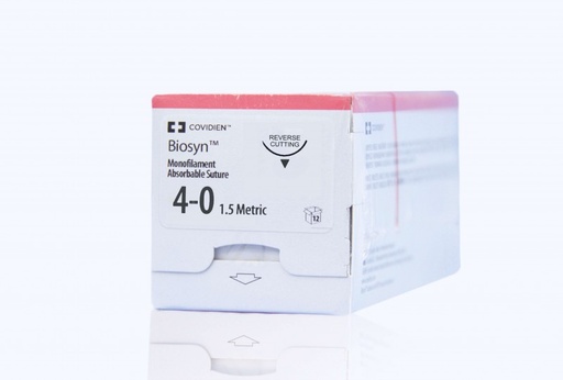 [SM5637] Medtronic Biosyn 30 inch 3/8 Circle Size 4-0 P-12 Monofilament Absorbable Suture, 12/Box