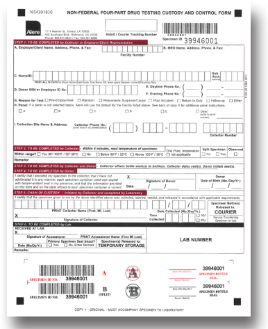 [2440P] Alere Toxicology Preliminary Results Forms & Photocopy Templates for OFD products