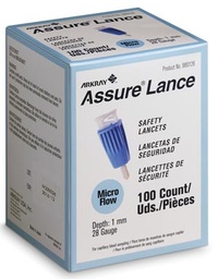 [980128] Arkray Assure® Lance Safety Lancets, 28G x 1mm, Light Blue, 100/bx
