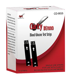 [CD-BG5] Clarity BG1000 Blood Glucose Meter Strips, 50/bx