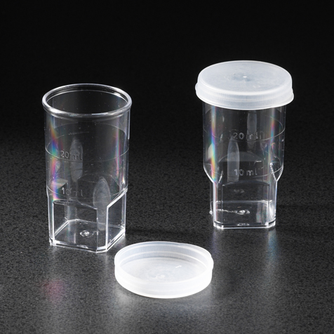 [107047] Globe Scientific 35 ml PS Blood Cell Counting Vial w/ Attached Snap Cap, 1000/Case