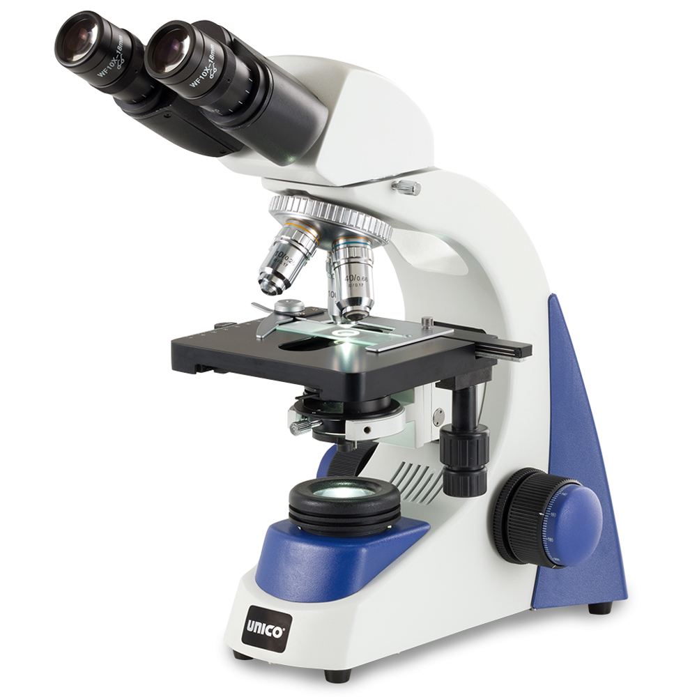[G386PL-LED] Unico Binocular WF10X/18 High-Eyepoint Eyepiece 4X/10X/40X/100X(oil) Infinity Plan Achromatic Objective Microscope