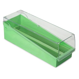 [513250G] Globe Scientific 100-Place ABS Storage Box w/ Hinged Lid &amp; Removable Draining Tray for 200 Slides, Green